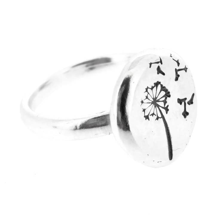 Silver Dandelion Pebble ring for wholesale by Mijoux Creations