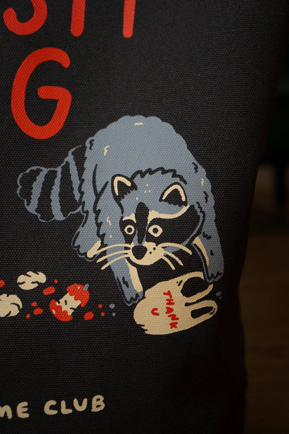 Stay Home Club - Wholesale Tote Bag - Unisex - Trash Bag (Raccoon) Big Zip Tote | Huge Zippered Canvas Tote11