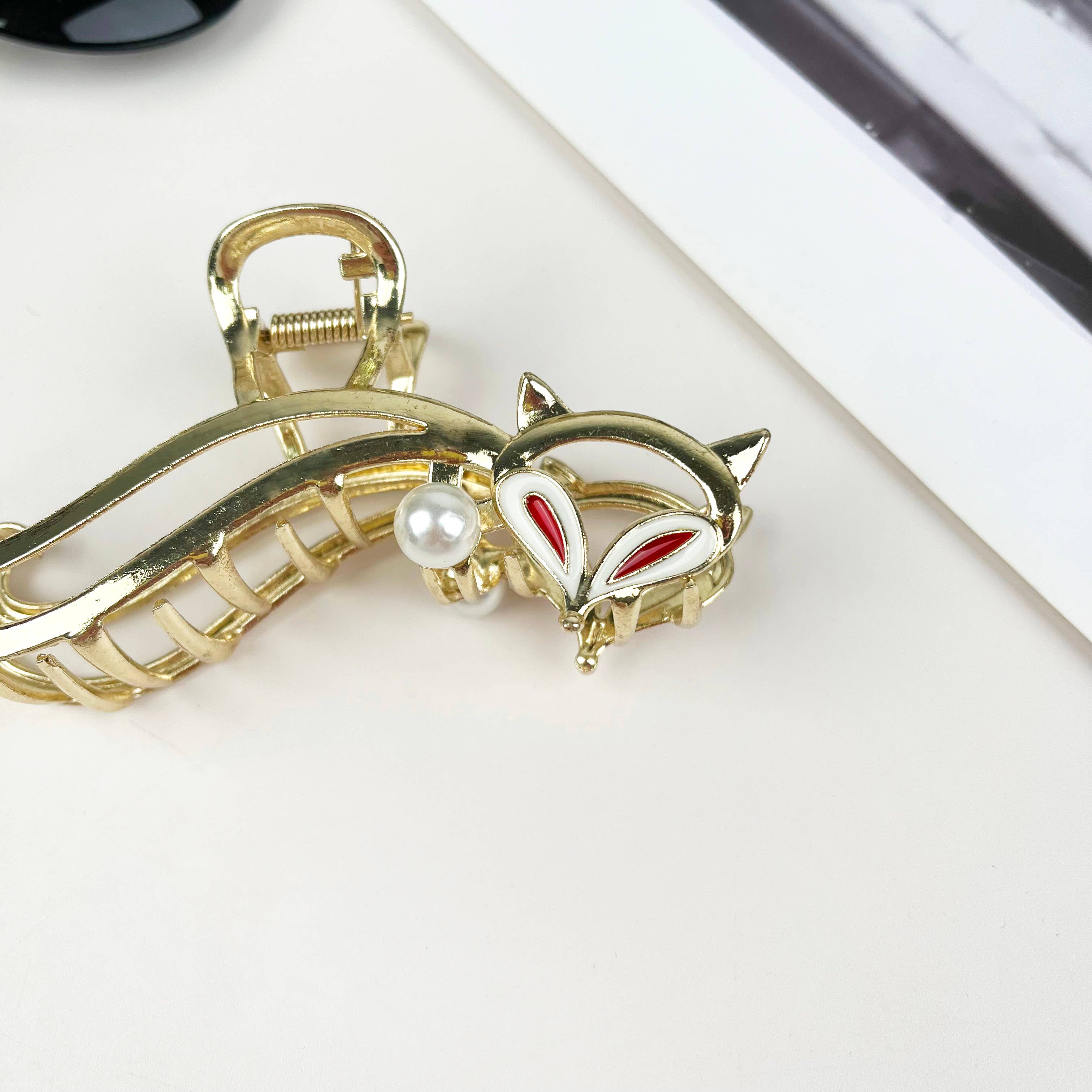 Guld Fox Gold Metal Pearl Hårkloklemme for engroshandel på Faire4