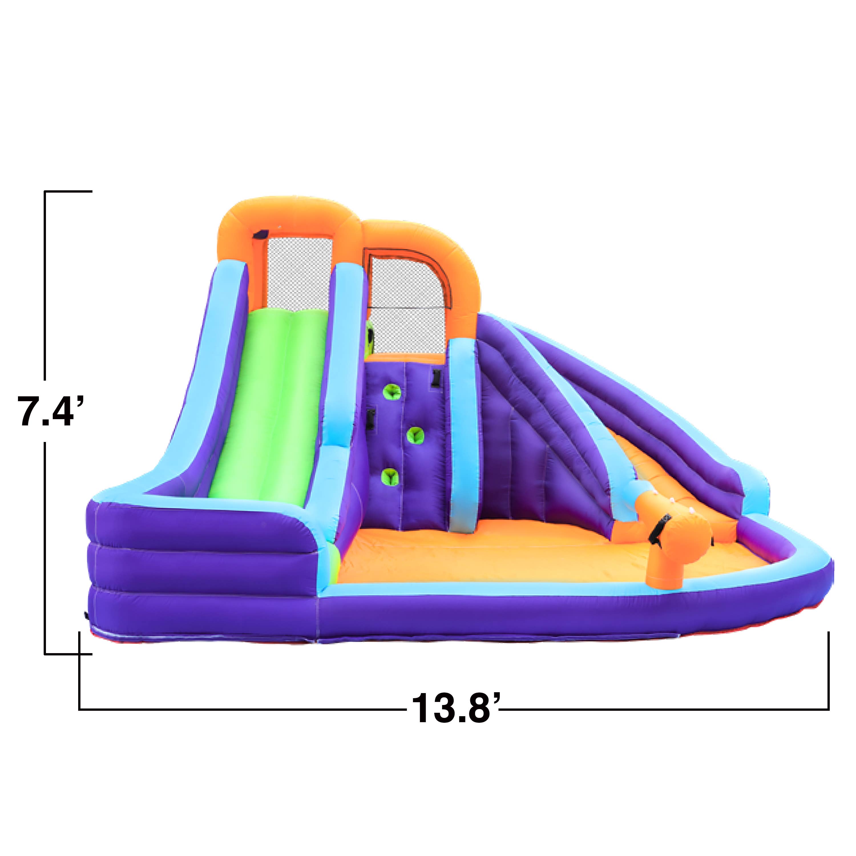 Salus Brands - Wholesale Inflatables - Double Slide Water Park with Climbing Wall & Water Cannon1
