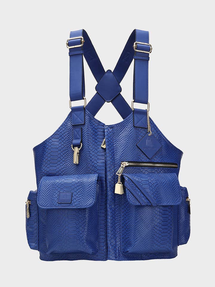 Tactical Leather Vest in Royal Blue for wholesale by Tote&Carry
