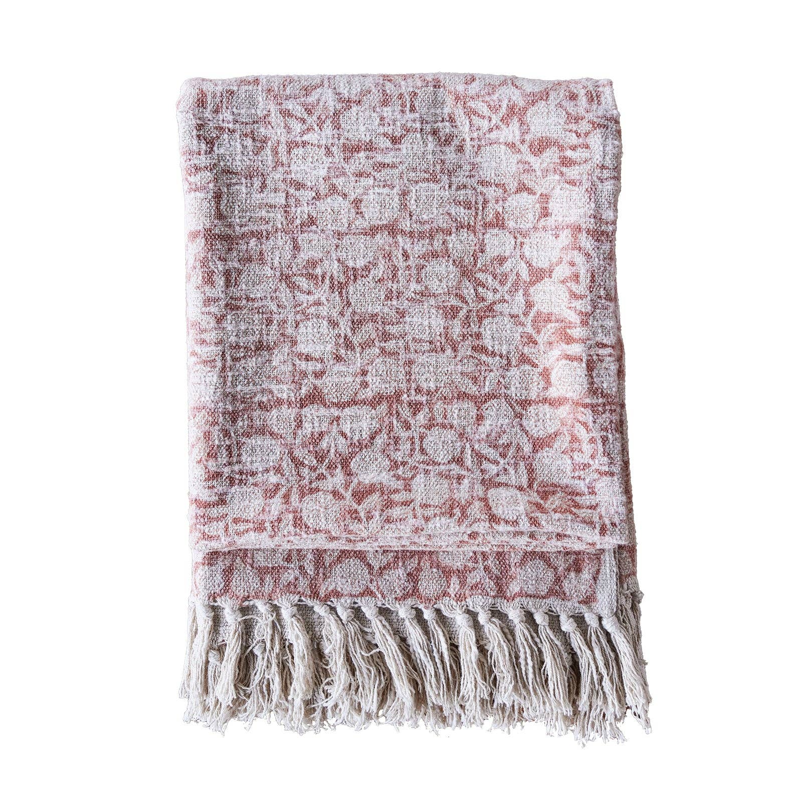 Blue Ocean Traders - Wholesale Throw Blanket - Handloom Cotton Throw w Light Brown Block Print4