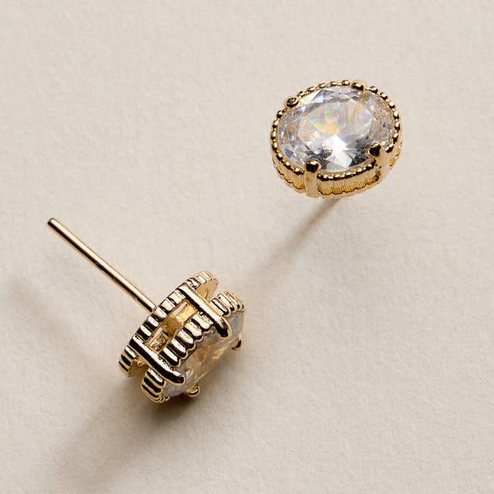 GD Gold Filled Oval CZ Stud Earrings for wholesale on Faire2