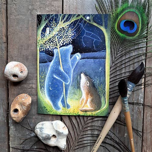 Star Bear Greetings Card for wholesale by Hannah Willow Art