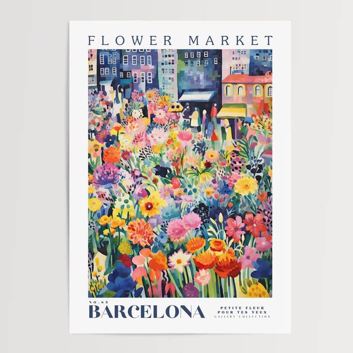 Poster del mercato dei fiori di Barcellona per la vendita all'ingrosso da parte di Enchanted Sights