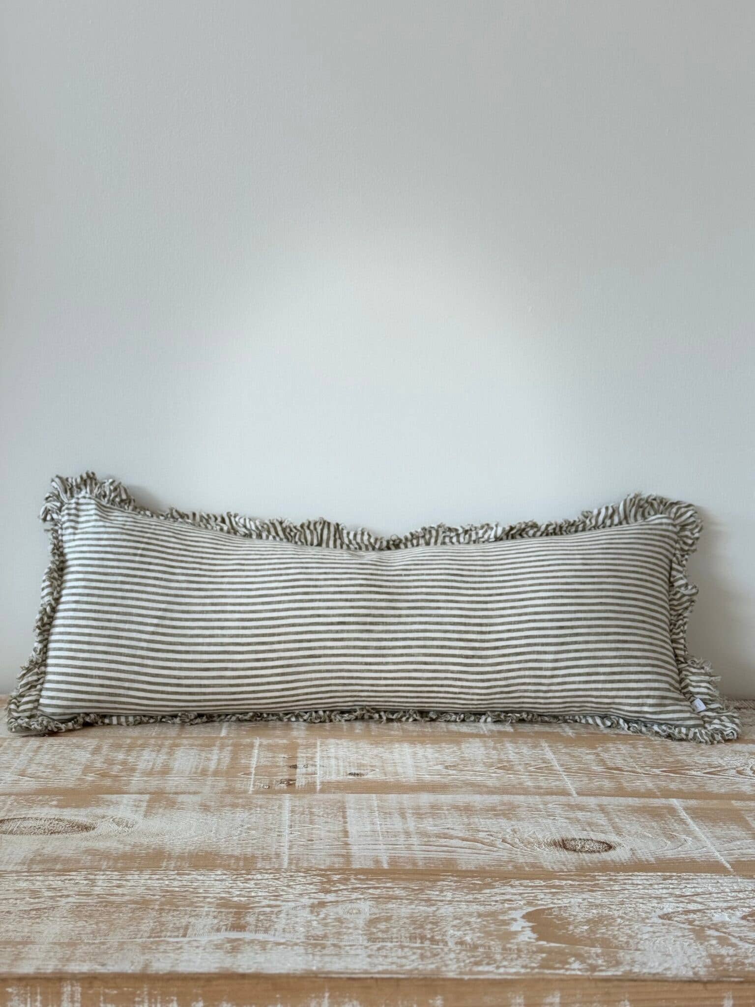 Ellenvale Trade - Wholesale Throw Pillow Cover - Hallie Bolster Linen Cushion Cover – Olive Stripe 80x301