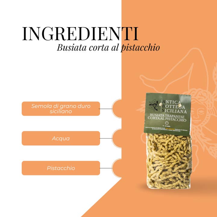 Antica Bottega Siciliana - Wholesale Pasta - Pistachio Short Pasta - Busiata Trapanese 500g2