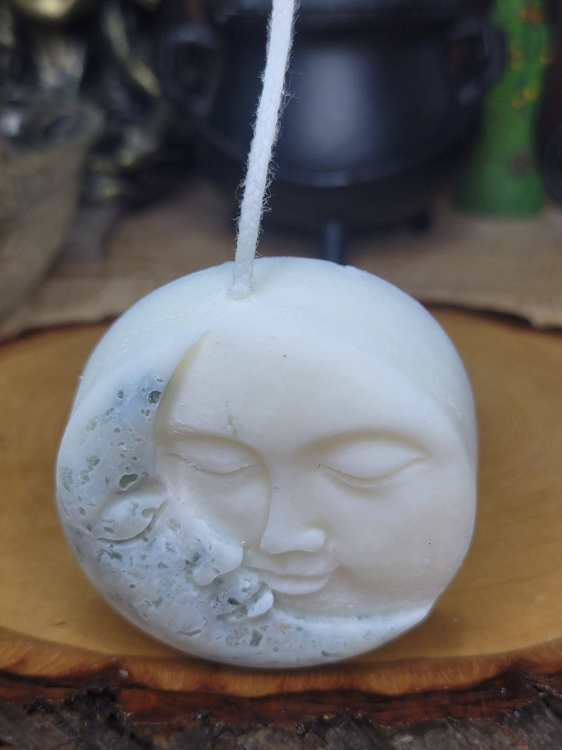 My Magic Place Shop - Wholesale Novelty Candle - Moon and Sun Crystal Candle - Home Decor Candle - Soy Pillar Candle- Moon with Crystal - Ritual Candle4