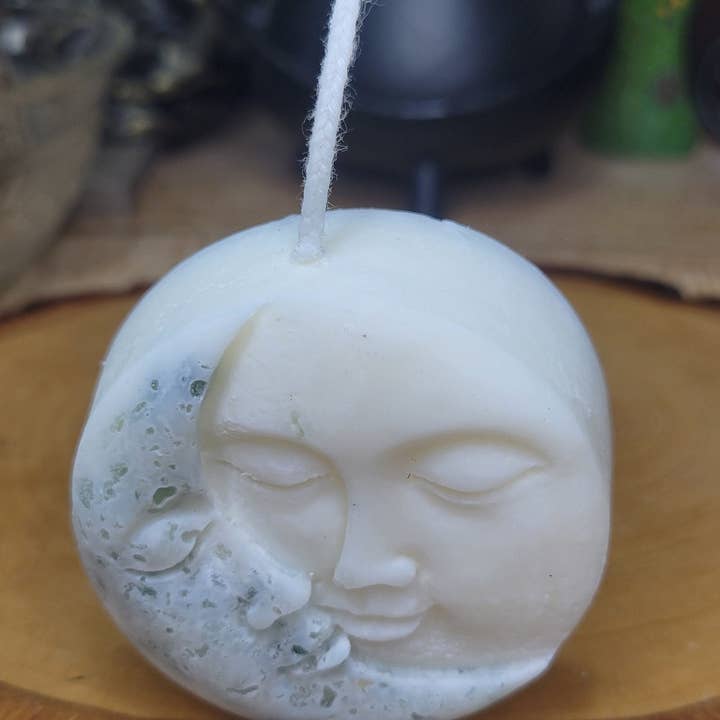 My Magic Place Shop - Wholesale Novelty Candle - Moon and Sun Crystal Candle - Home Decor Candle - Soy Pillar Candle- Moon with Crystal - Ritual Candle4