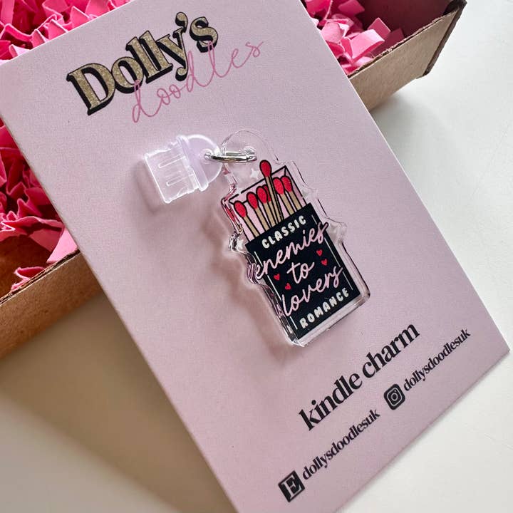 Dolly’s Doodles – wholesale Individual charm/pendant – Kindle Charm -Enemies Romance Trope Book Club Reading Gift1