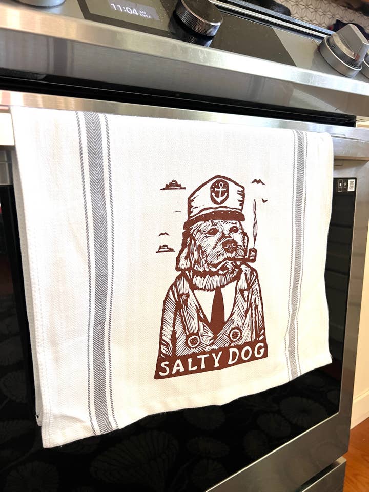 SALTY DOG - pano de cozinha, todo em algodão, cozinha, culinária, pastelaria, comida, cães por atacado de Pixel Palmer