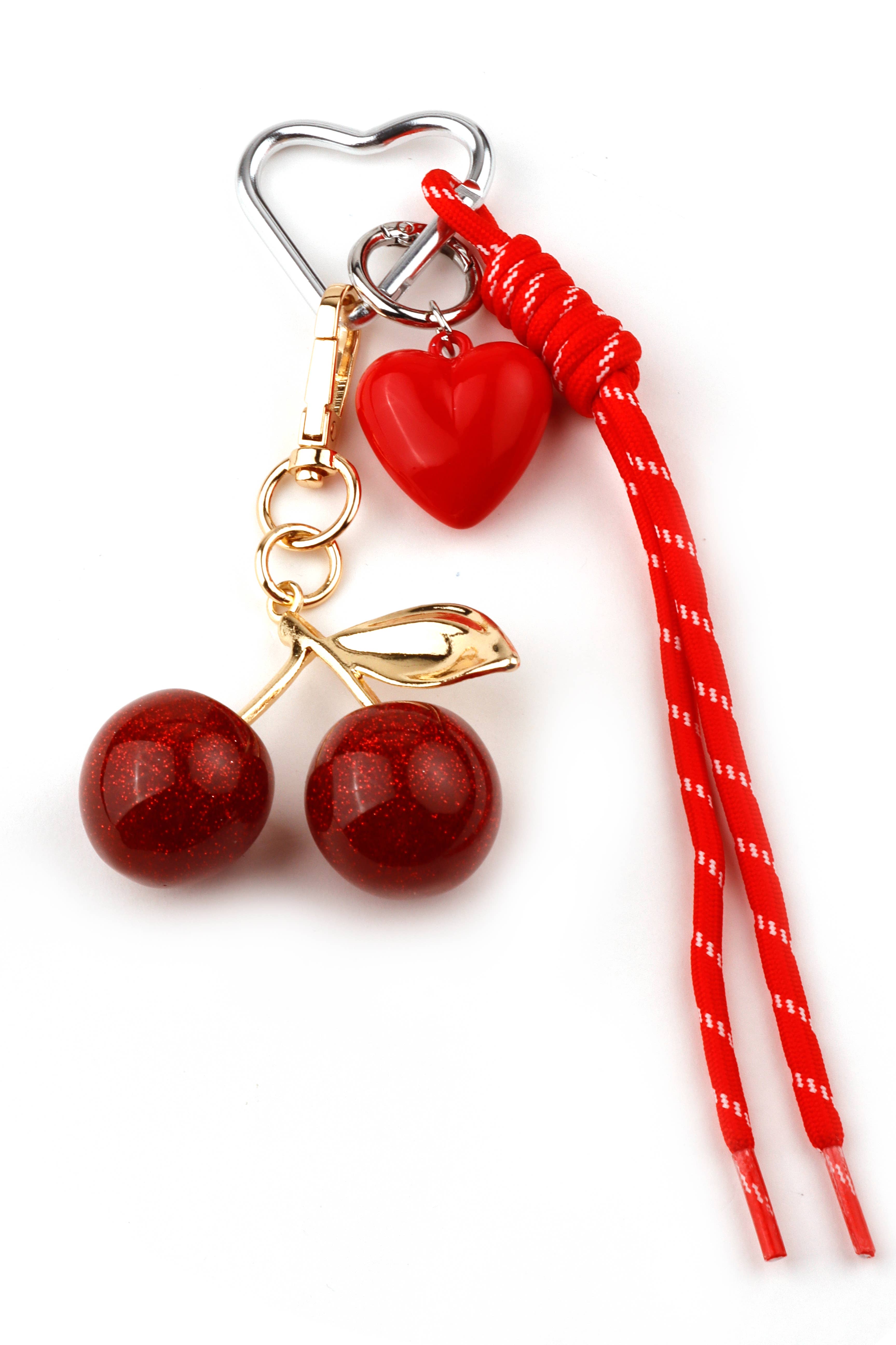 Domoflor s.l - Venta al por mayor Llavero - Mujer - Llavero Cereza con Corazón Rojo1