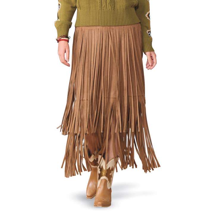 Back in the Saddle - Wholesale Skirt - Women's - Upland Faux-Suede Fringed Skirt2