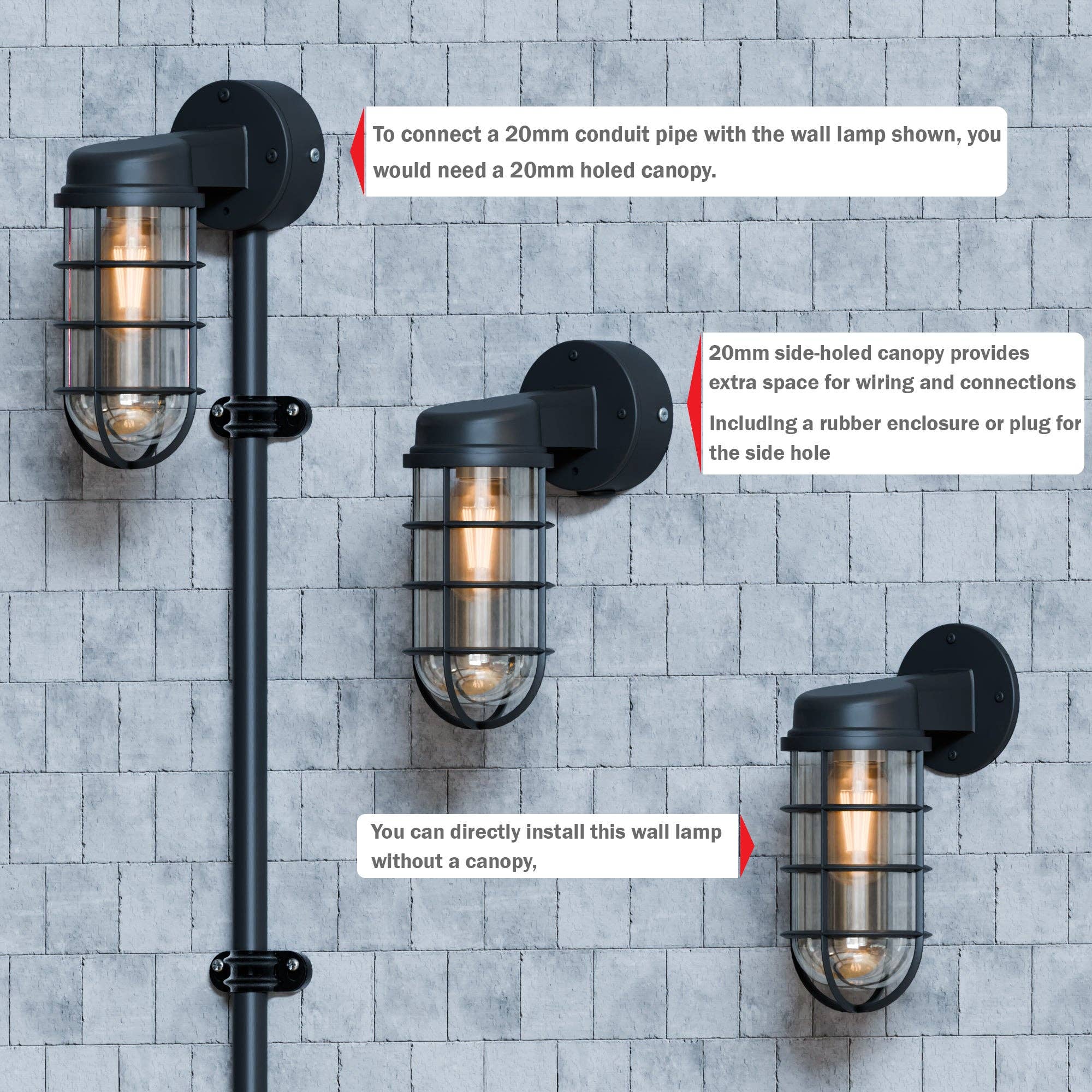 Ledsone - Vendita all'ingrosso Applique - Lampada da parete a gabbia per paratia industriale~55231