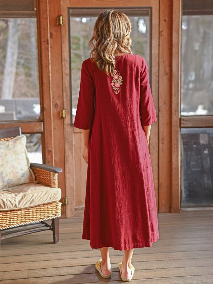 April Cornell Apparel - Wholesale Nightgown - Women's - Kerala Caftan - Cranberry2