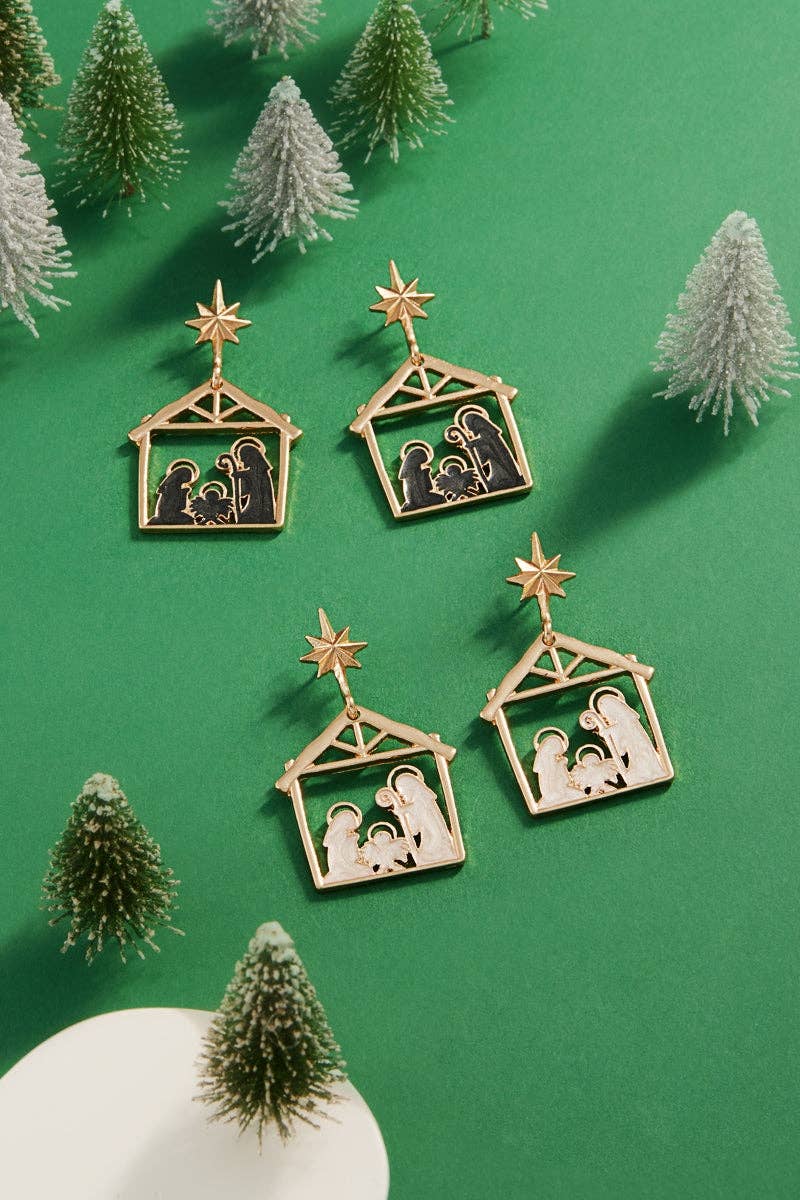 Designature New York - Wholesale Dangle Earrings - Nativity Scene Pearl Enamel Christmas Post Earring0
