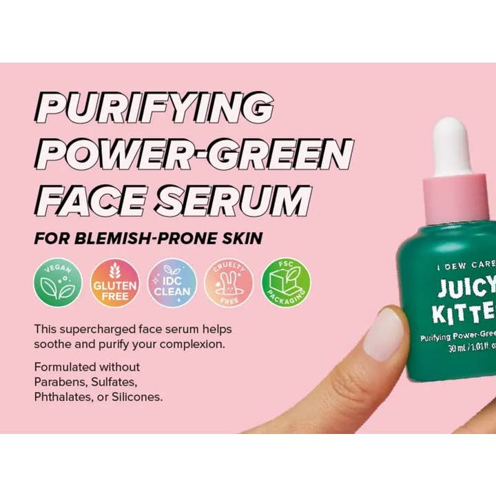 Best Beauty Group - Wholesale Facial Serum/Concentrate - I DEW CARE Juicy Kitten Purifying Power Green Serum Vegan