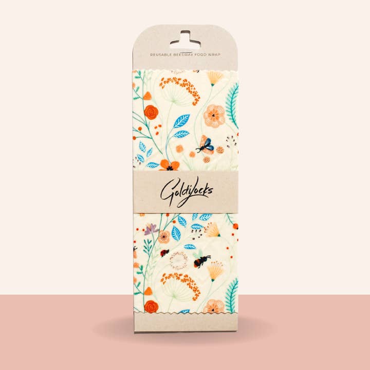 Reusable Beeswax Food Wraps: Pollinators Single Medium for wholesale by Goldilocks Goods