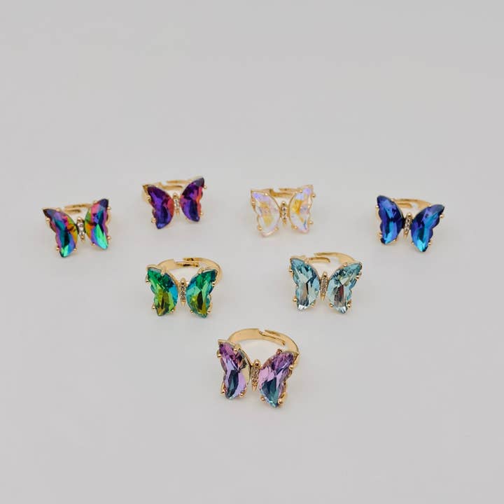 Mio Queena - Wholesale Cocktail/Statement Ring - Gradient Glass Butterfly Ring