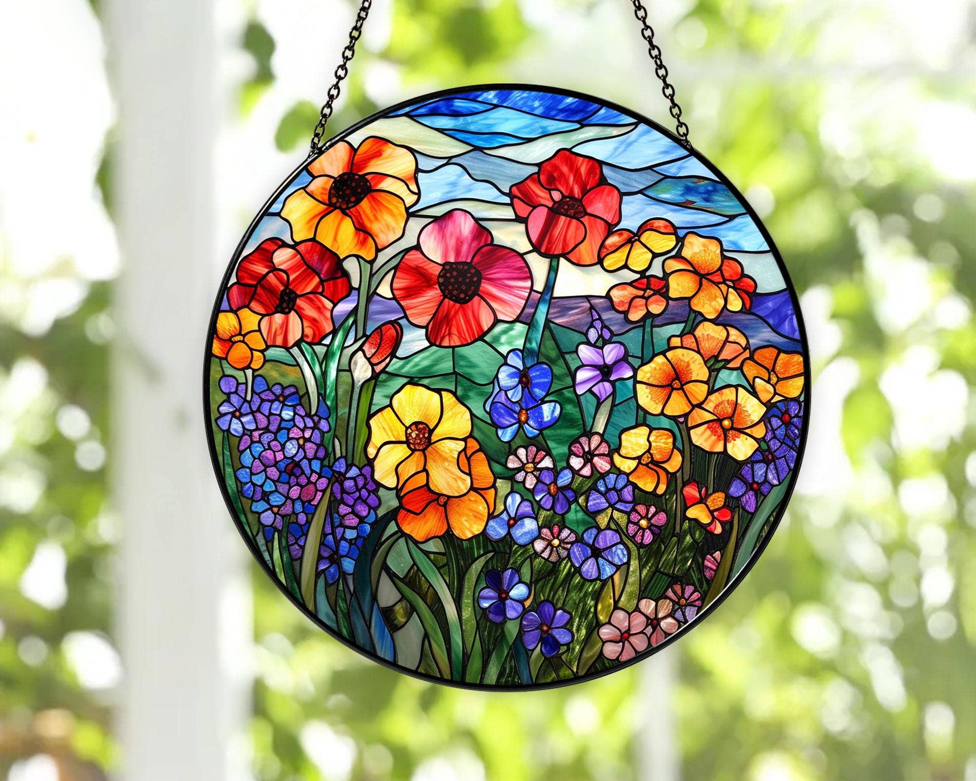 TMLECOM LTD – wholesale Suncatcher – Wildflower Stained Glass Suncatcher, Wildfloral Window Decor2
