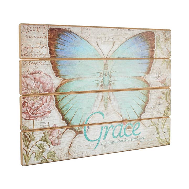 Christian Art Gifts - Wholesale Plaque - Wall Art Butterfly Grace Eph. 2:8