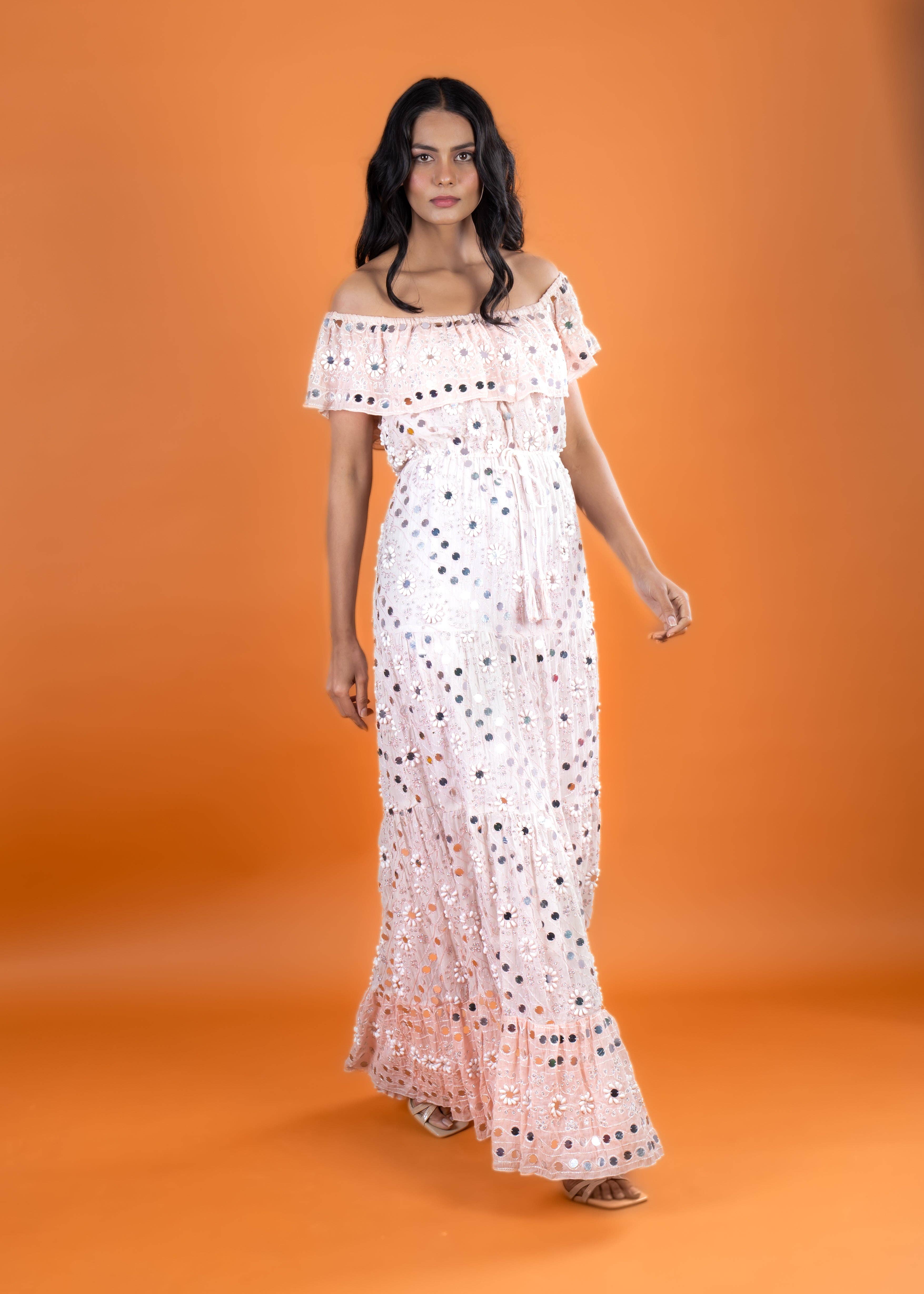 Anannasa Lifestyle - Wholesale Dress - Women's - ANGEL OFFSHOULDER  MAXI DRESS PEACH, lined2