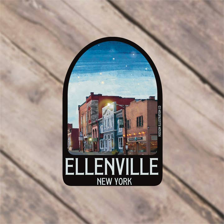 Ellenville New York Sticker/Magnet/Print/Postcard for wholesale by Hudson Illustration Co - About Town Co