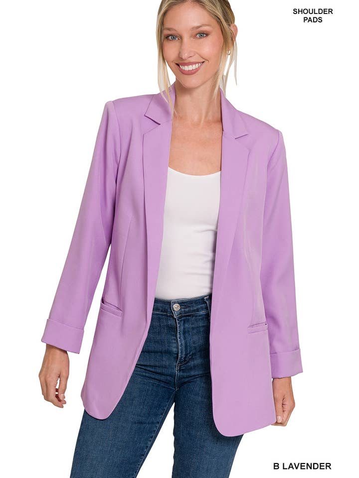 42POPS – wholesale Blazer - Dam – .. SI-24179 Vävd långärmad klassisk kavaj med öppen front med Li