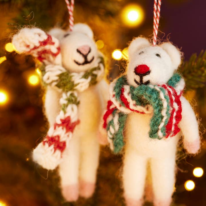 Namaste - Wholesale Christmas Decoration - Felt Mice Decoration, Handknit Scarf0