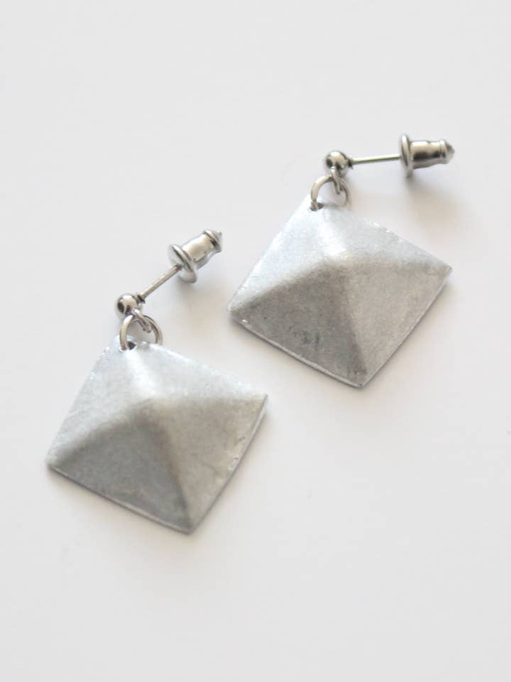 Recycled Bombshell Diamond Earrings - Upcycled Minimalist for wholesale by A Million Elephants