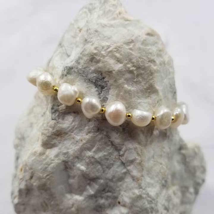 The Pretty Jewellery - Vente Bracelet de perles - Bracelet en perles d'eau douce Slider en plaqué or1