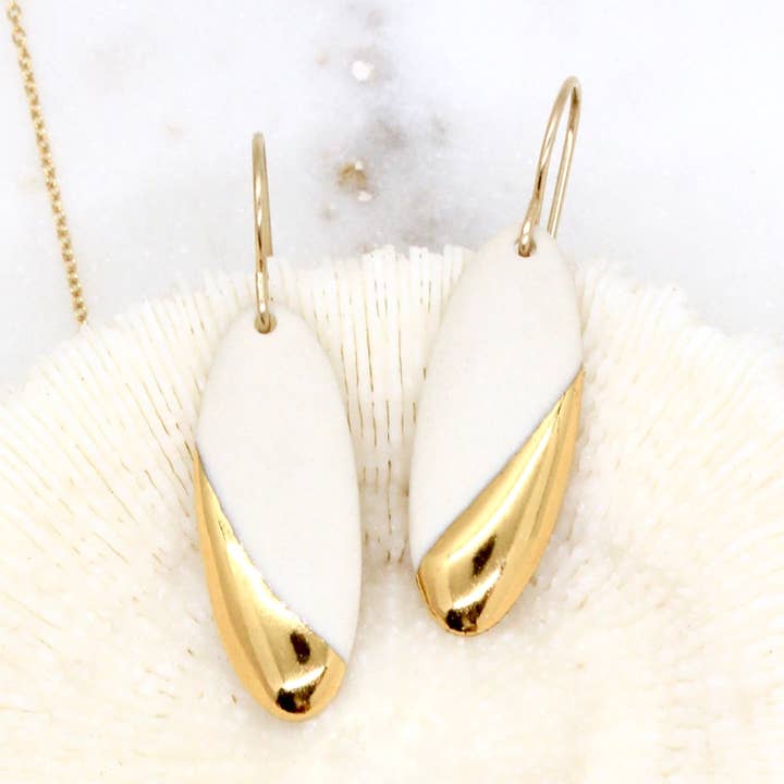 Guld dyppet lange ovale øreringe for engroshandel hos Mier Luo