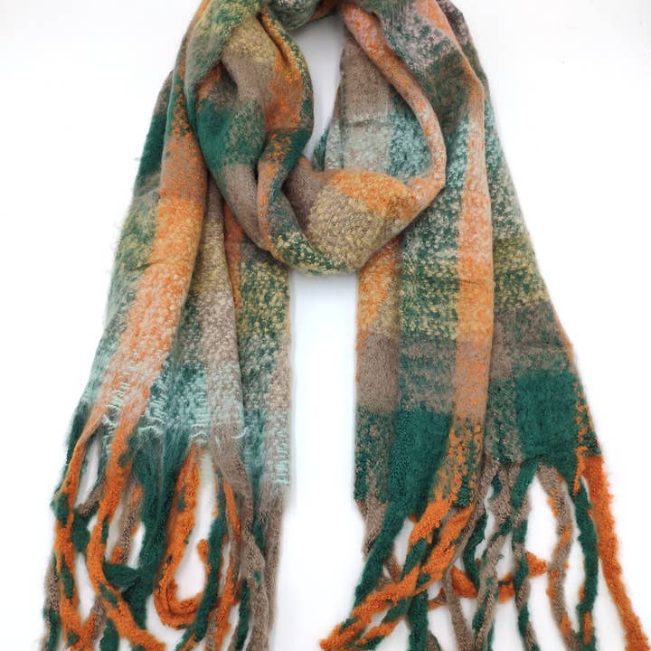 Charmant - Wholesale Scarf - Women's - Small plaid scarf with large fringes4