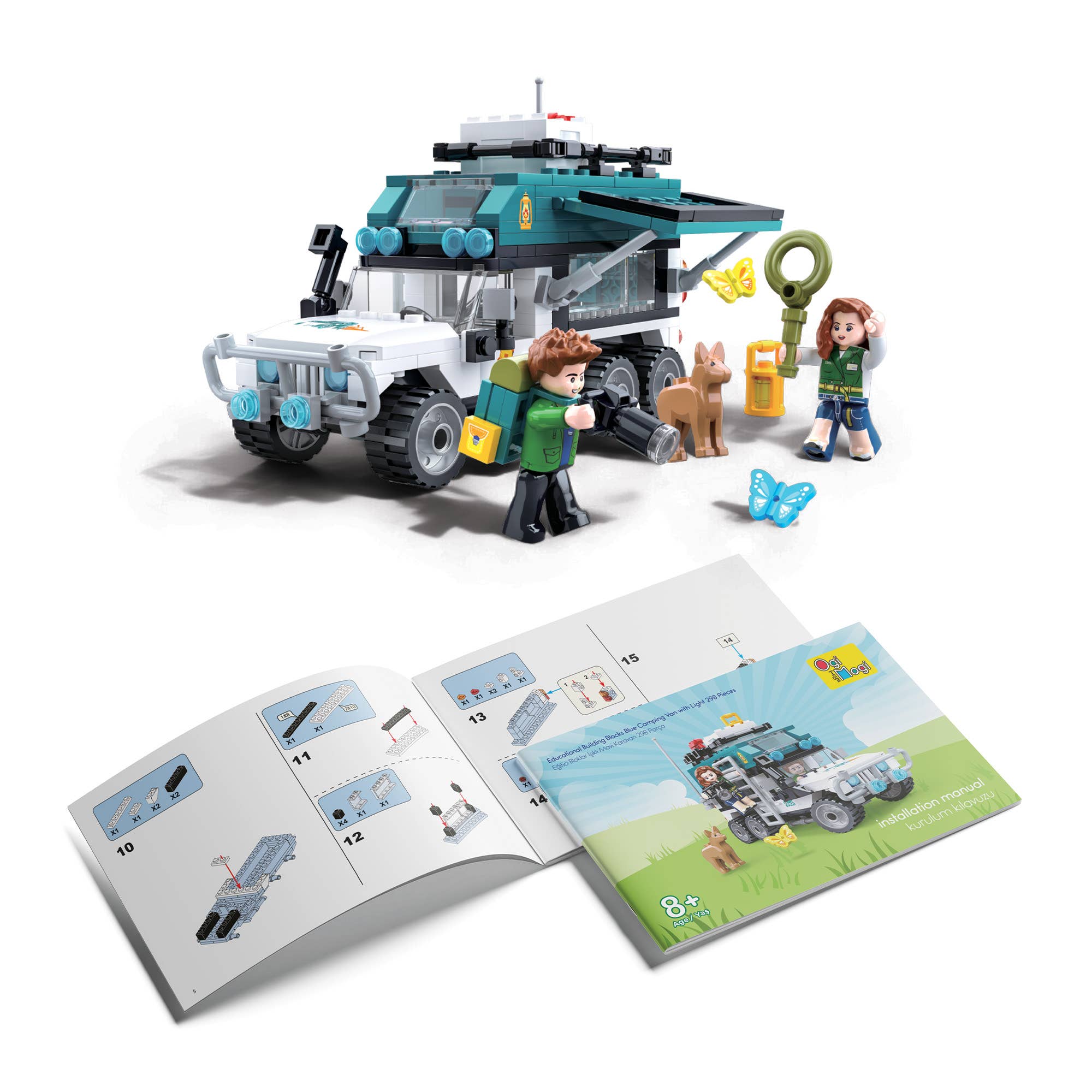 mehrfarbig Ogi Mogi Spielzeug Pädagogisches Leuchtendes Blaues Camper-Set 298 Teile, Kompatibel mit Lego für den Großhandel auf Faire3