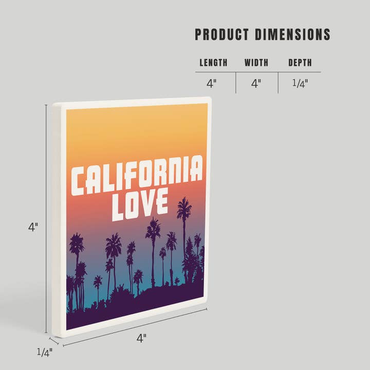 Lantern Press - Wholesale Coasters - California Love - Palm Trees Ceramic Coasters
