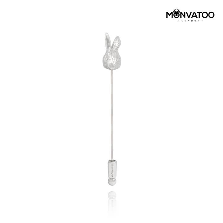 Rhodium Rabbit Lapel Pin for wholesale by MONVATOO London