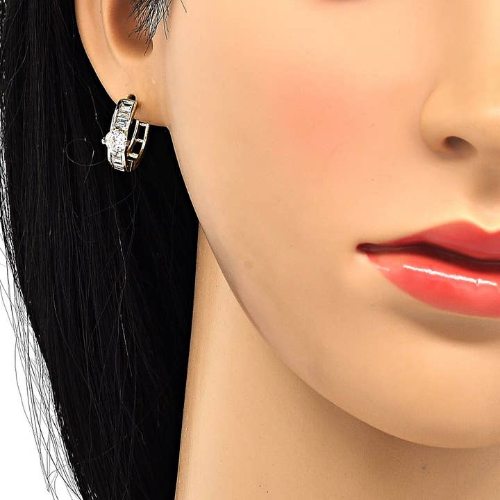 14k Solid Gold Huggie With Cz for wholesale by FASHIONISTAAA