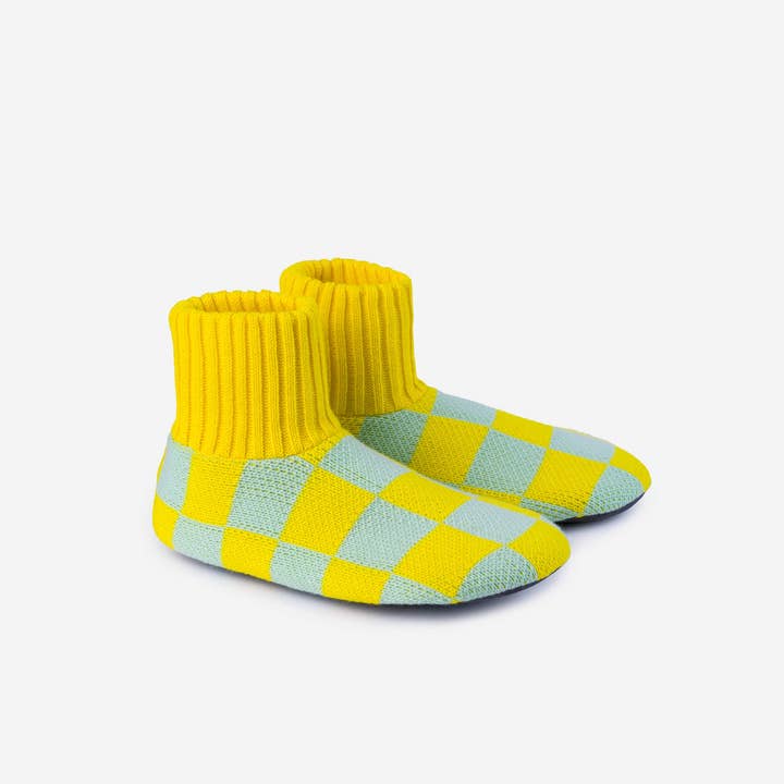 VERLOOP | knits - Wholesale Slippers - Unisex - Checkerboard Knit Sock Slippers