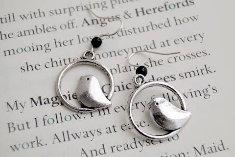 Enchanted Leaves - Vente Boucles d'oreilles pendantes - Boucles d'oreilles oiseaux en argent minimal3