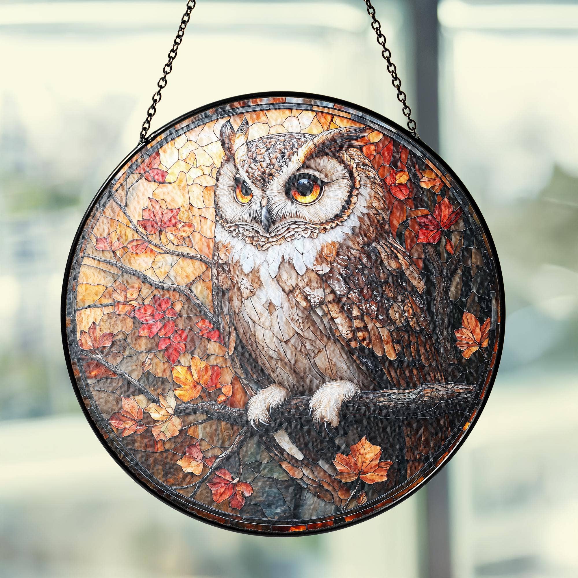 NVC Ecommerce LLC – wholesale Solfångare – Uggla i färgat glas solfångare, Söt fågel solfångare, Uggla present2