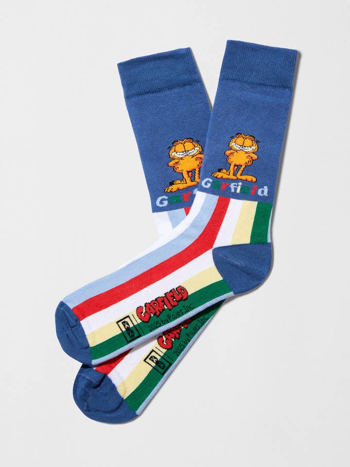 Blue BeGarfield Stripes - 100% Organic Cotton Socks for wholesale on Faire0