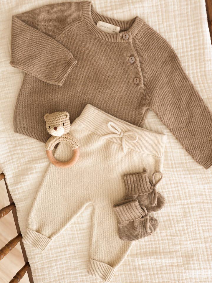 Quincy Mae - Wholesale Knit Sweater - Kids - Bailey Knit Sweater Heathered Mocha5