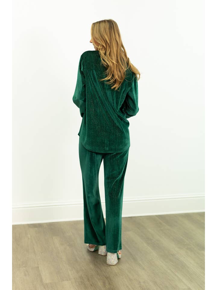 Velvet Button-Up Top, Green for wholesale on Faire12