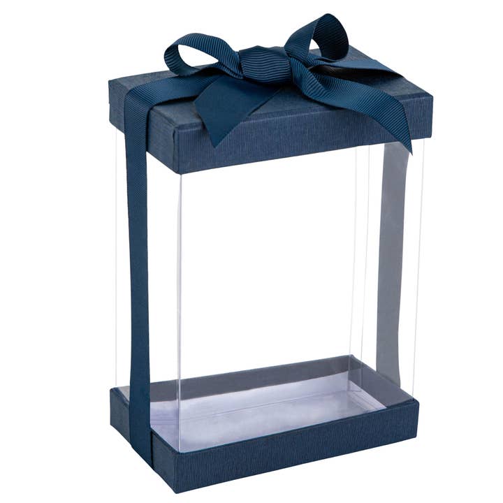 Hammont - Wholesale Gift Box - Clear Plastic Gift Boxes 6 Pack Bakery Boxes Navy Blue