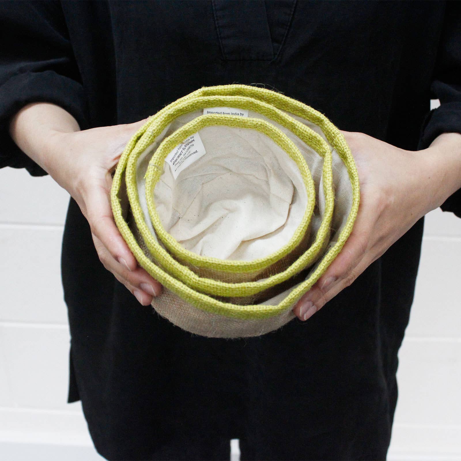 Ancient Wisdom - Vente Paniers - Ensemble de 3 paniers en jute naturel - Charbon2