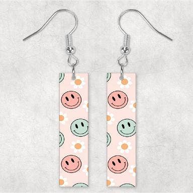 Smiley with Daisies Earrings for wholesale by JAC Wholesale