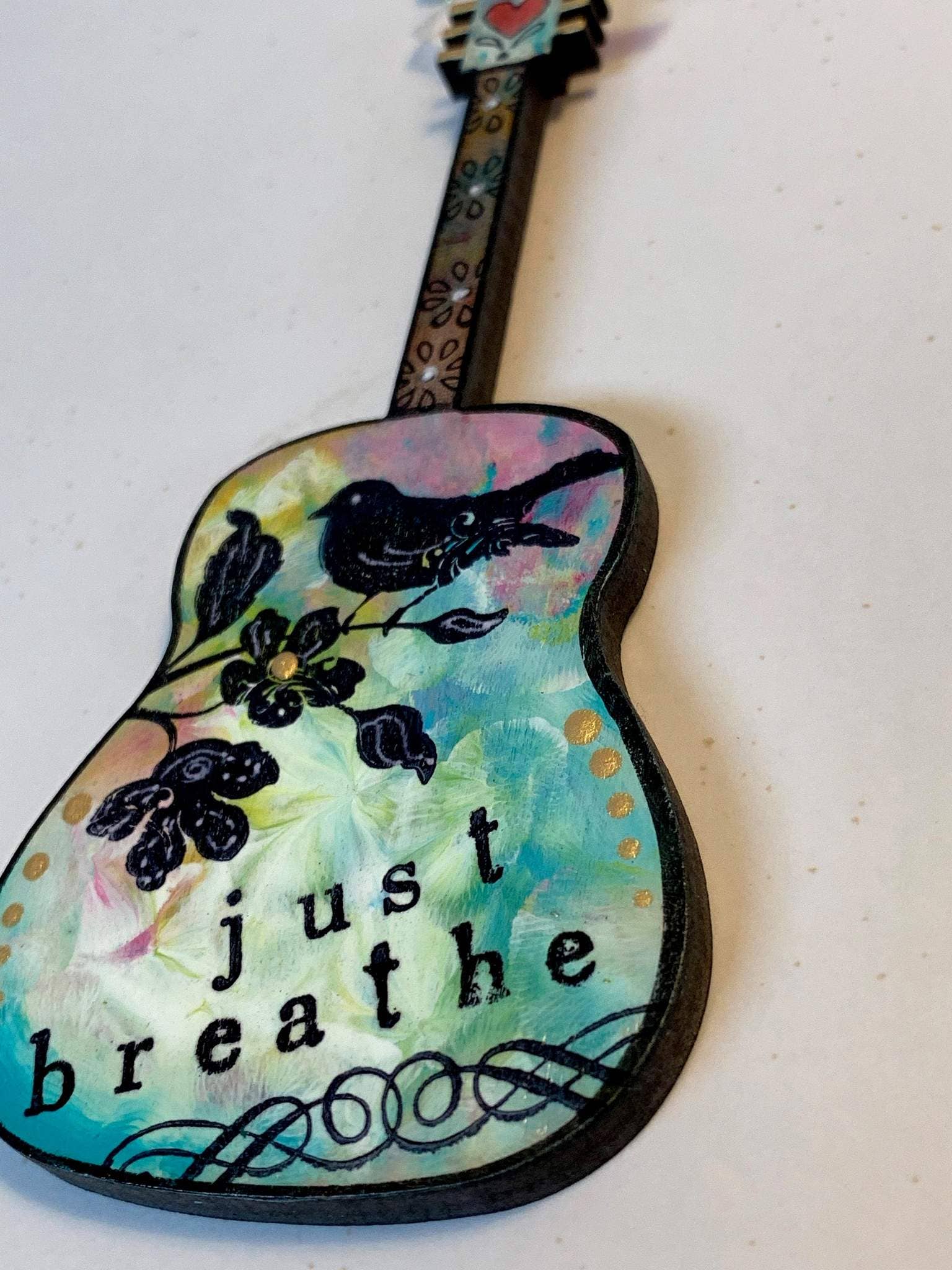 Clever Clogs Art - Wholesale Ornament - Just Breathe, Guitar Ornament2