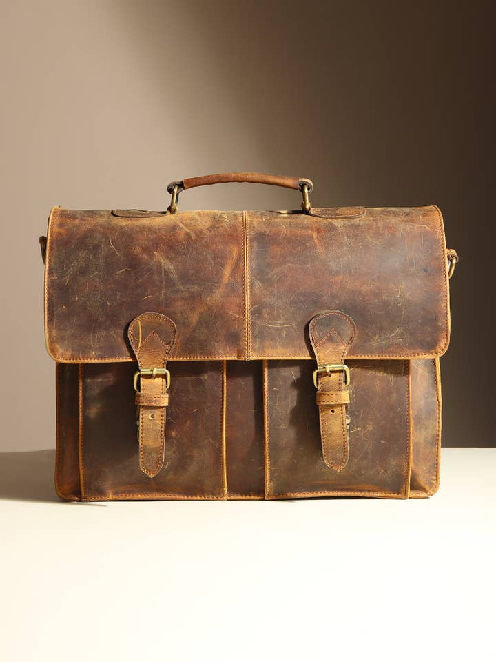 Myers Full Grain Leather Messenger Laptop Bag-Work Briefcase for wholesale by Dotch Leather