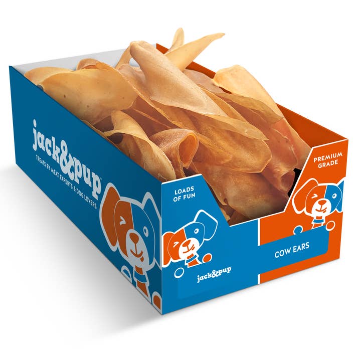 NATURAL COW EARS Dog Treats Jack & Pup for wholesale by J&C PET SUPPLY LLC