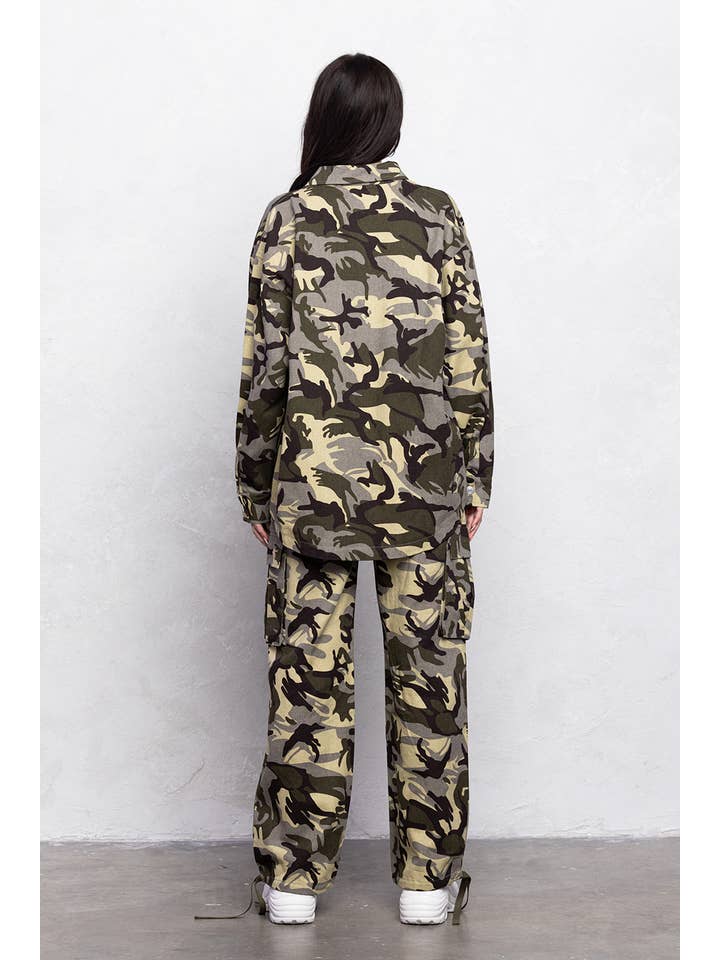 No Vacancy - Wholesale Pants - Women's - Military camo loose fit cargo pants